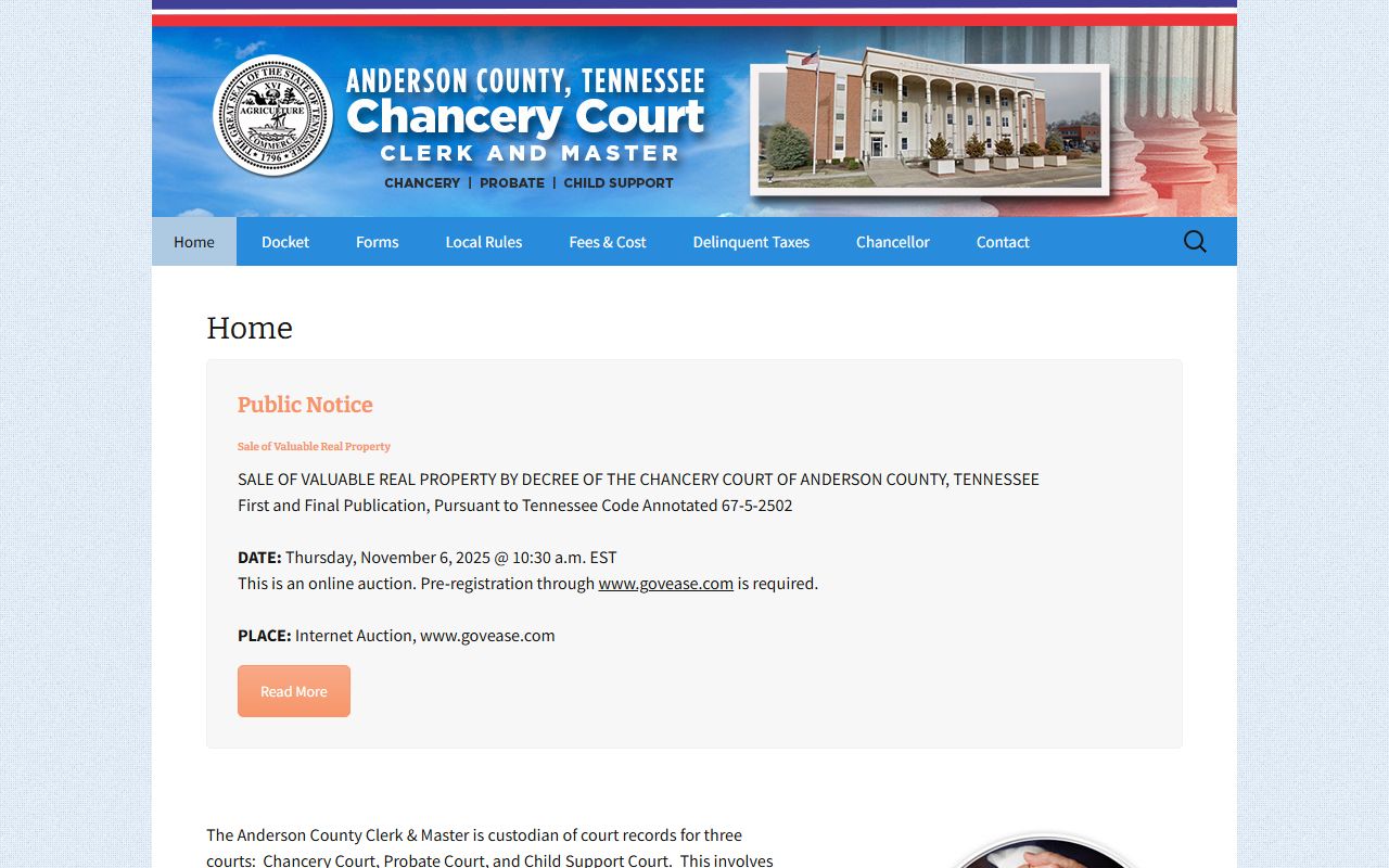 Anderson County Dissolution Of Marriage records through the Clerk & Master office