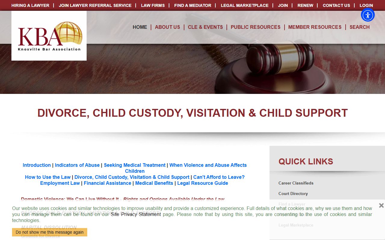 Tennessee Dissolution Of Marriage legal help and bar association resource page